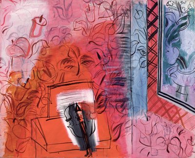 Stilleven met viool, een hommage aan Johann Sebastian Bach (1685-1750) 1952 (olieverf op doek) door Raoul Dufy