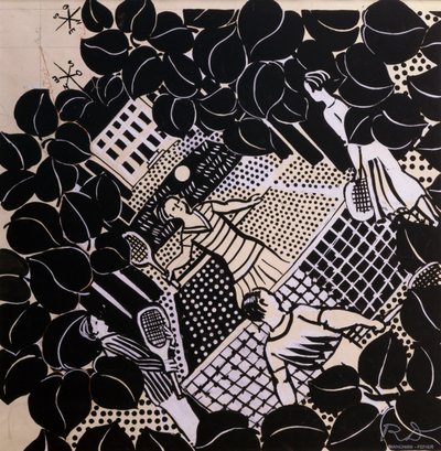 Tennis (pen  inkt en gouache op papier) door Raoul Dufy