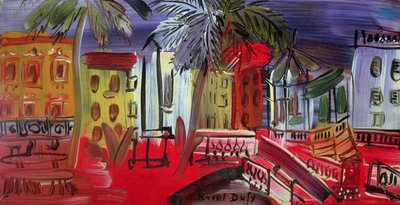 De muziektent op het plein, Hyeres, c.1938 (paneel) door Raoul Dufy