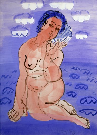 Venus met een schelp; Venus a la Coquille, ca. 1925-1930 (aquarel en gouache over potlood op papier) door Raoul Dufy