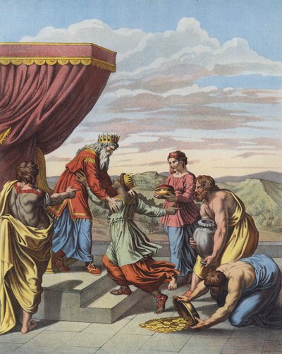 Koning Salomo ontvangt de koningin van Sheba door after Raphael