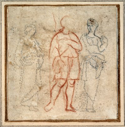 Aeneas begeleid door Dido, studie voor de randscène (3e compartiment links) van de 