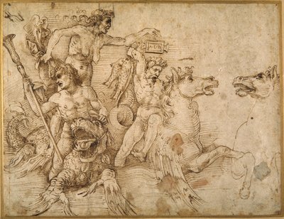 Slag van de Tritons, naar Andrea Mantegna door Raphael
