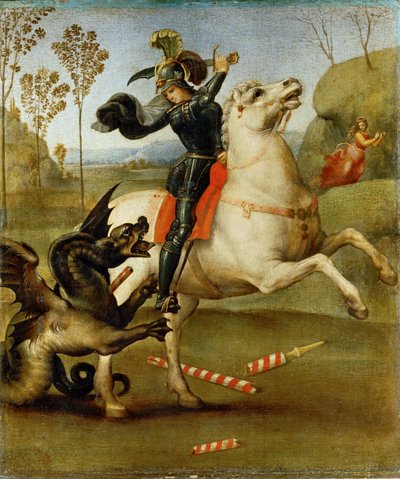 Sint Joris en de Draak ... door Raphael (1483-1520)