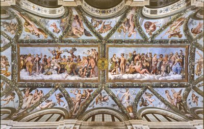 Uitzicht op de gewelven van de Loggia van Cupido en Psyche door Raphael