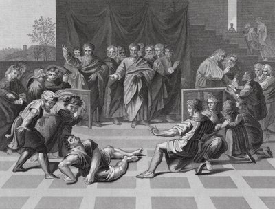 De dood van Ananias door Raphael (1483 1520) (after)