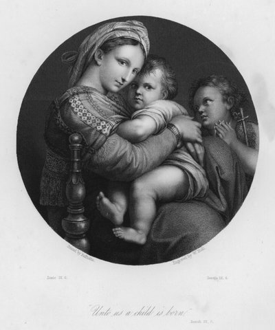 De Heilige Familie, Jesaja IX, 6 door after Raphael