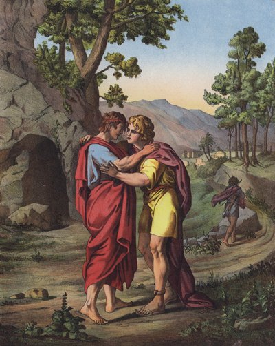 De laatste ontmoeting van David en Jonathan door after Raphael