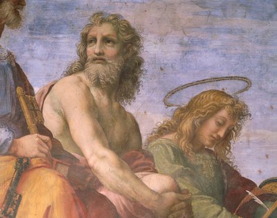 Adam en Johannes de Evangelist (detail) door Raphael (1483 1520)