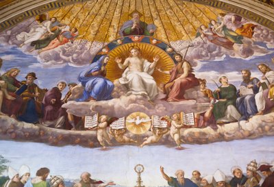 Detail (Dispuut over het Heilig Sacrament) door Raphael (1483 1520)