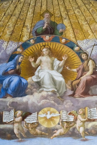 Dispuut over het Heilig Sacrament, detail door Raphael (1483 1520)