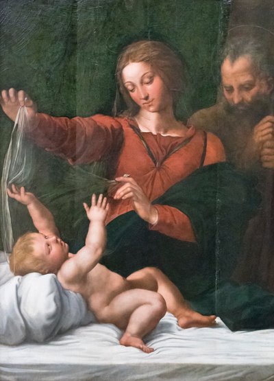 Heilige familie, ook bekend als Madonna del popolo, Madonna di Loreto of Madonna del velo door Raphael (1483 1520)