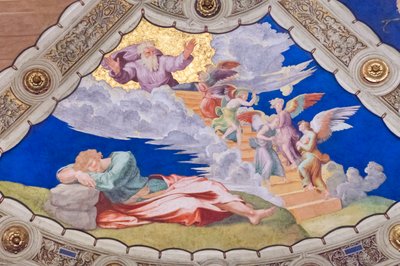 Jakobs droom, plafond van de stanza di Eliodoro, kamer van Heliodorus door Raphael (1483 1520)