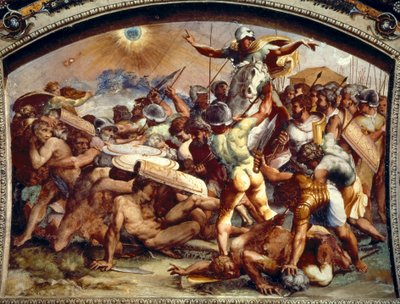 Jozua die de zon verduistert, fresco in de Loggia, Vaticaan, c. 1518-1519 door Raphael