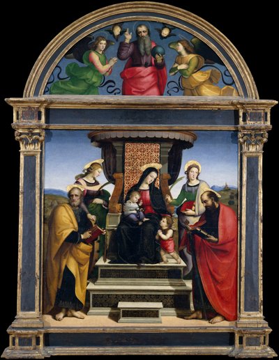 Madonna en Kind op de troon met heiligen, c.1504 door Raphael