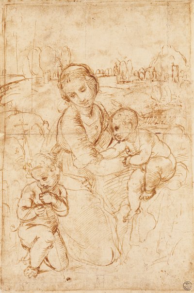 Madonna en Kind met de jonge Johannes de Doper, ca. 1508 door Raphael (1483 1520)