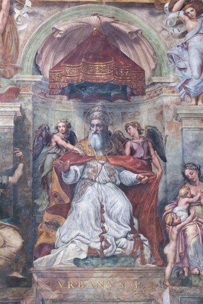 Paus Urbanus I tussen Iustitia en Caritas door Raphael (1483 1520)