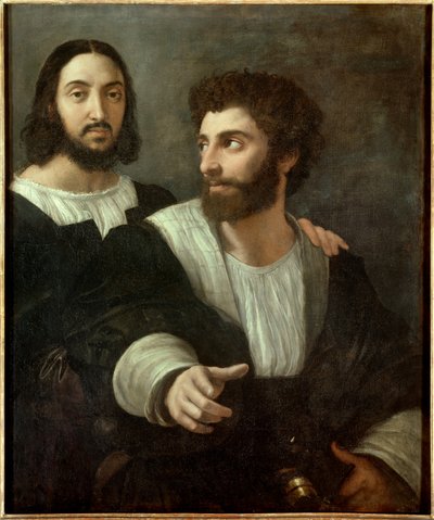 Portret van de kunstenaar met een vriend door Raphael