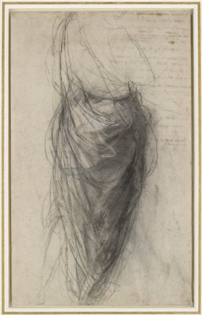 Studie voor de draperie van een man van achteren gezien door Raphael
