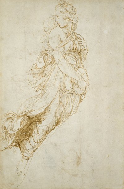 Studie voor de figuur van Melpomene door Raphael