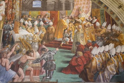 De kroning van Karel de Grote, Kamer van het Vuur in de Borgo door Raphael (1483 1520)