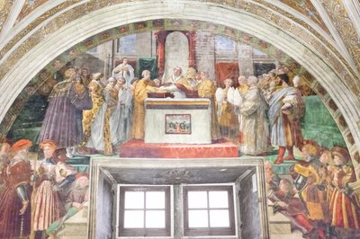 De eed van Leo III, kamer van de brand in het Borgo door Raphael (1483 1520)