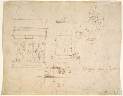Architectonische details en een soldaat door Raphael