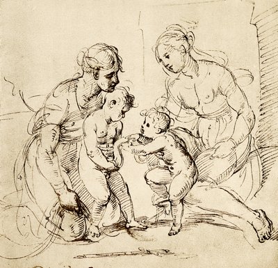 Ontwerp voor de Heilige Familie uit het huis Canigiani in München door Raffaello Sanzio Raphael