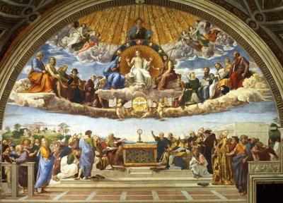 Dispuut over het Heilig Sacrament La disputa del sacramento, 1509-1510 door Raffaello Sanzio Raphael