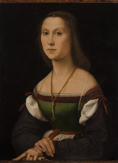 Portret van een jonge vrouw La Muta door Raphael
