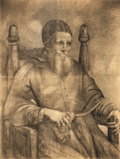 Studie voor het portret van Paus Julius II, 1500-12 door Raphael
