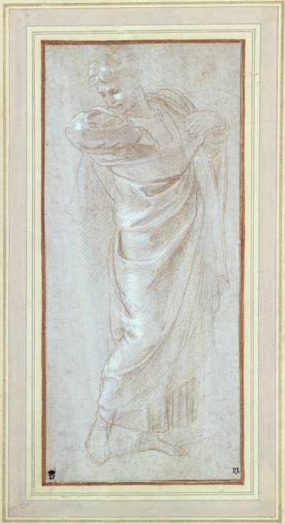 Studie van een man voor het tapijtcartoon van St. Paulus in Lystra door Raphael