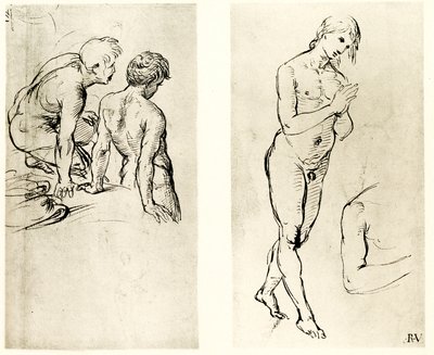 Studie van een biddende figuur door Raffaello Sanzio Raphael