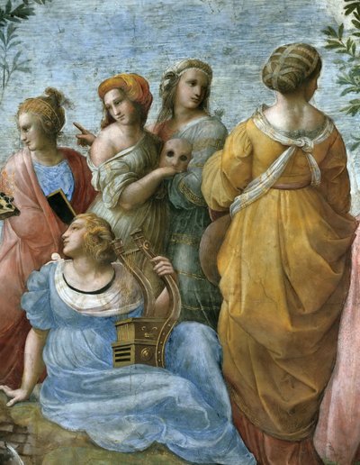De Parnassus. Detail. Fresco in Stanza della Segnatura, ca. 1510-1511 door Raphael