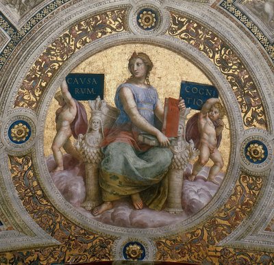 De Filosofie. Plafondfresco in Stanza della Segnatura door Raphael