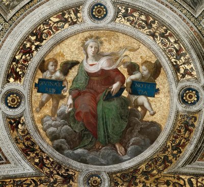 Theologie. Plafondfresco in Stanza della Segnatura door Raphael