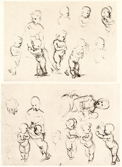 Verschillende ontwerpen voor Madonna op het platteland door Raffaello Sanzio Raphael