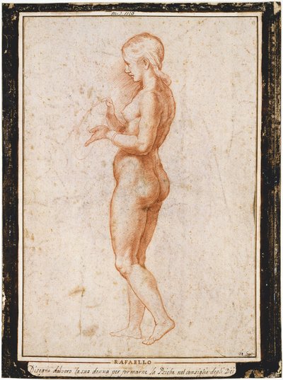 Jonge vrouwelijke figuur in profiel, ca. 1517 door Raphael
