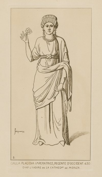 Galla Placidia keizerin, regent van het westen, 430. Naar het ivoor van de kathedraal van Monza door Raphael Jacquemin