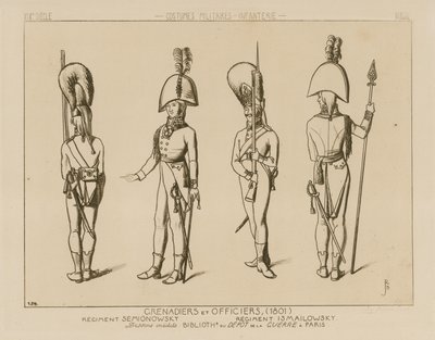 Russische grenadiers en officieren, 1801 door Raphael Jacquemin