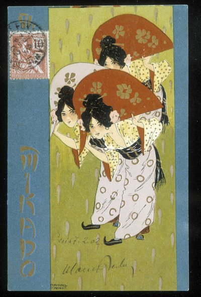 Geisha - ansichtkaart, door Raphaël Kirchner, begin 20e eeuw door Raphael Kirchner