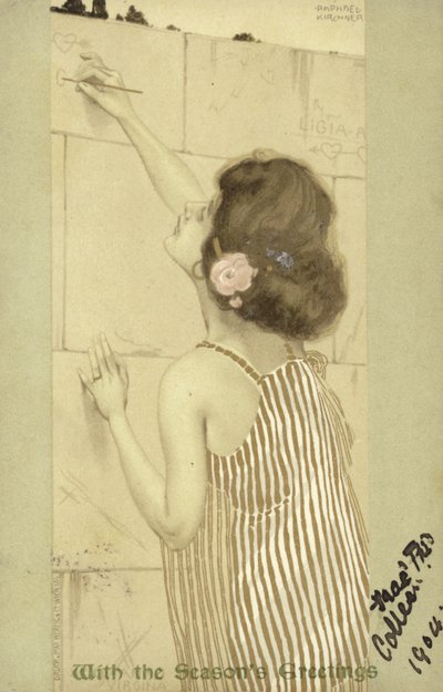 Meisje schrijft op een muur door Raphael Kirchner