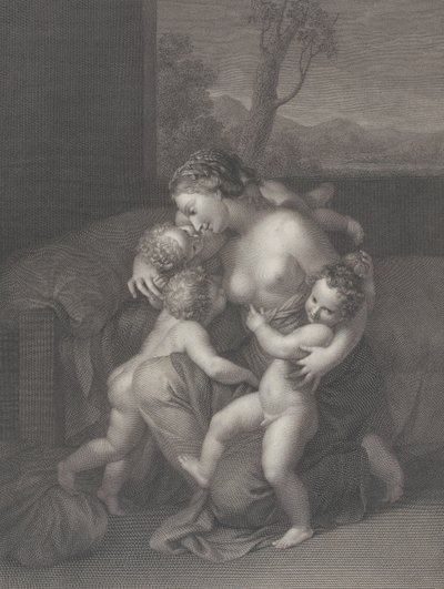 Liefdadigheid met drie kleine kinderen, 1795 door Raphael Morghen