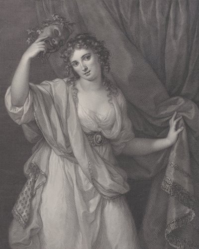 Lady Hamilton als de Komische Muze, Thalia, 1791 door Raphael Morghen