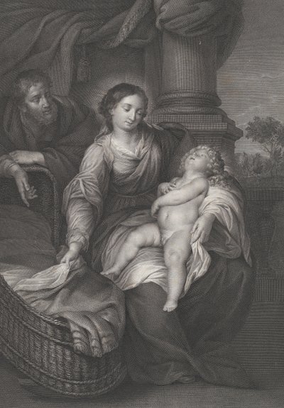 De Heilige Familie, met het slapende Christuskind op de schoot van de Maagd, ca. 1778-86 door Raphael Morghen
