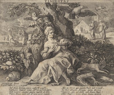 Timiditas uit Vier Ondeugden door Raphael Sadeler