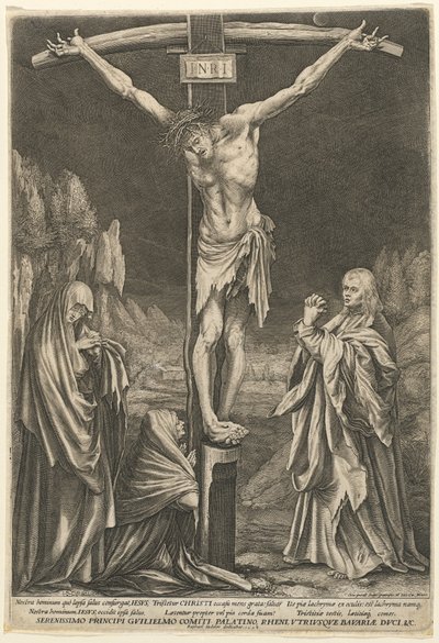 De Kleine Kruisiging door Raphael Sadeler I after Matthias Grünewald