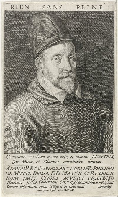 Portret van de componist Philippe de Monte 1521-1603, 1594 door Raphael Sadeler the Elder