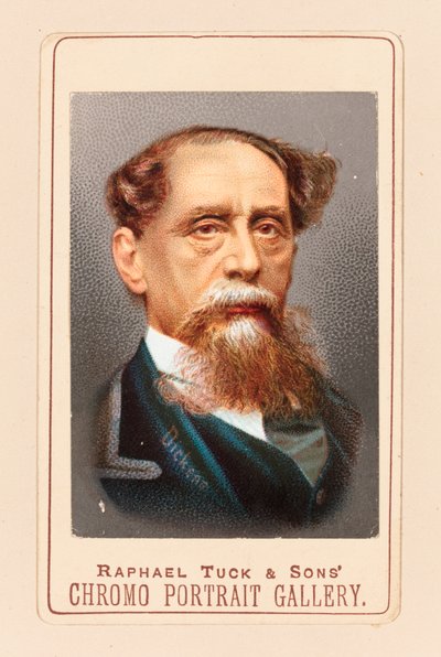 Afdruk van Charles Dickens naar foto van Robert Hindry Mason door Raphael Tuck and Sons