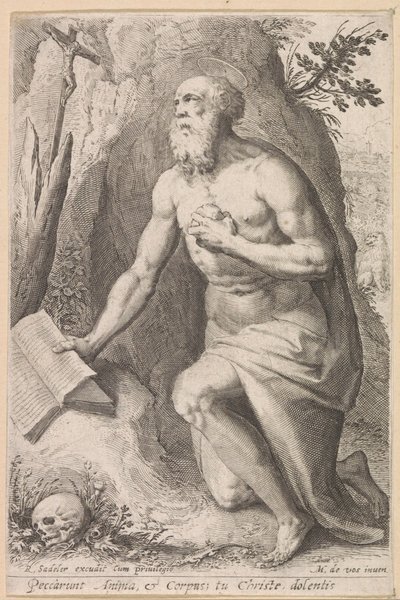 Heilige Hiëronymus door Raphaël Sadeler (I) (attributed to)